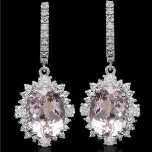 14K Gold Morganite & Diamond Earrings - Appraised replacement value over $17k